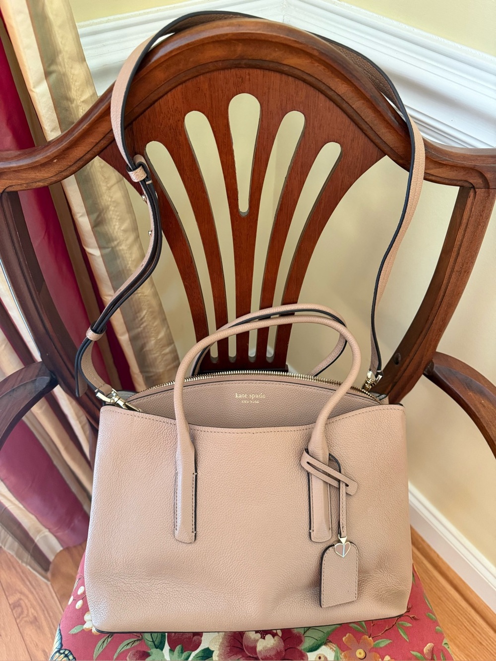 kate spade Blush Pink Pebbled Leather Satchel with Detachable Strap
